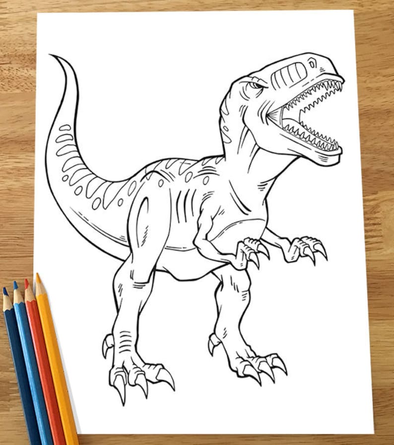 Download Tough Dinosaurs Coloring Page Set Downloadable PDF file | Etsy