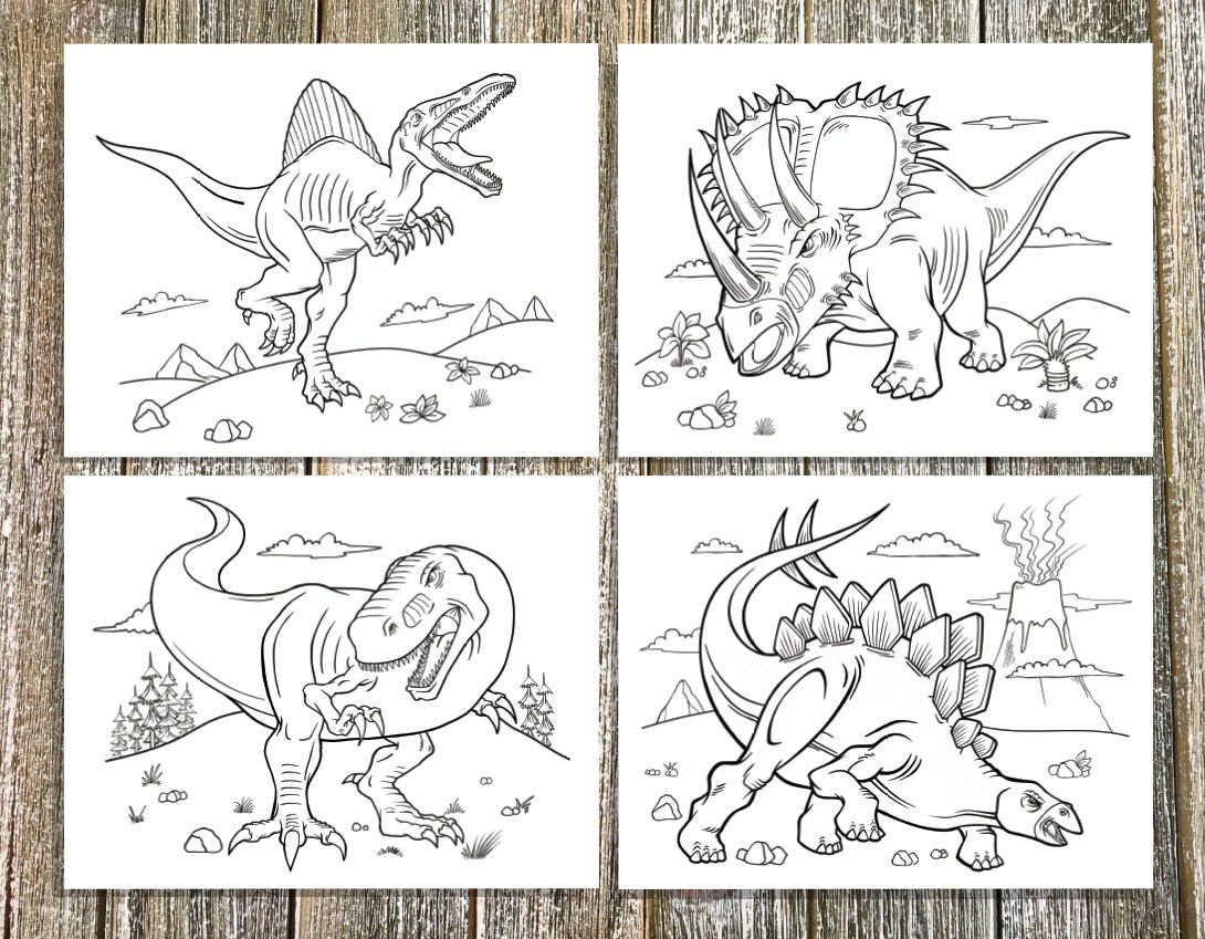 Tough Dinosaurs Coloring Page Set! Downloadable PDF File! - Etsy