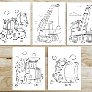 Cute Construction Vehicles Coloring Page Set! Downloadable PDF files!