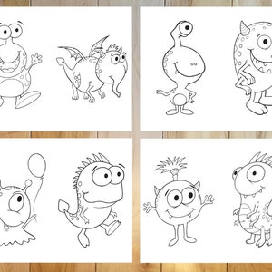 Cute Monster Coloring Page Set! Downloadable PDF files!