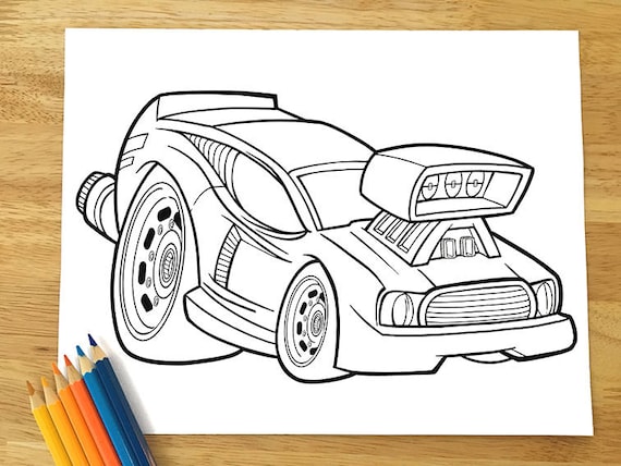 Download Cool Car Coloring Page Downloadable Pdf File Etsy