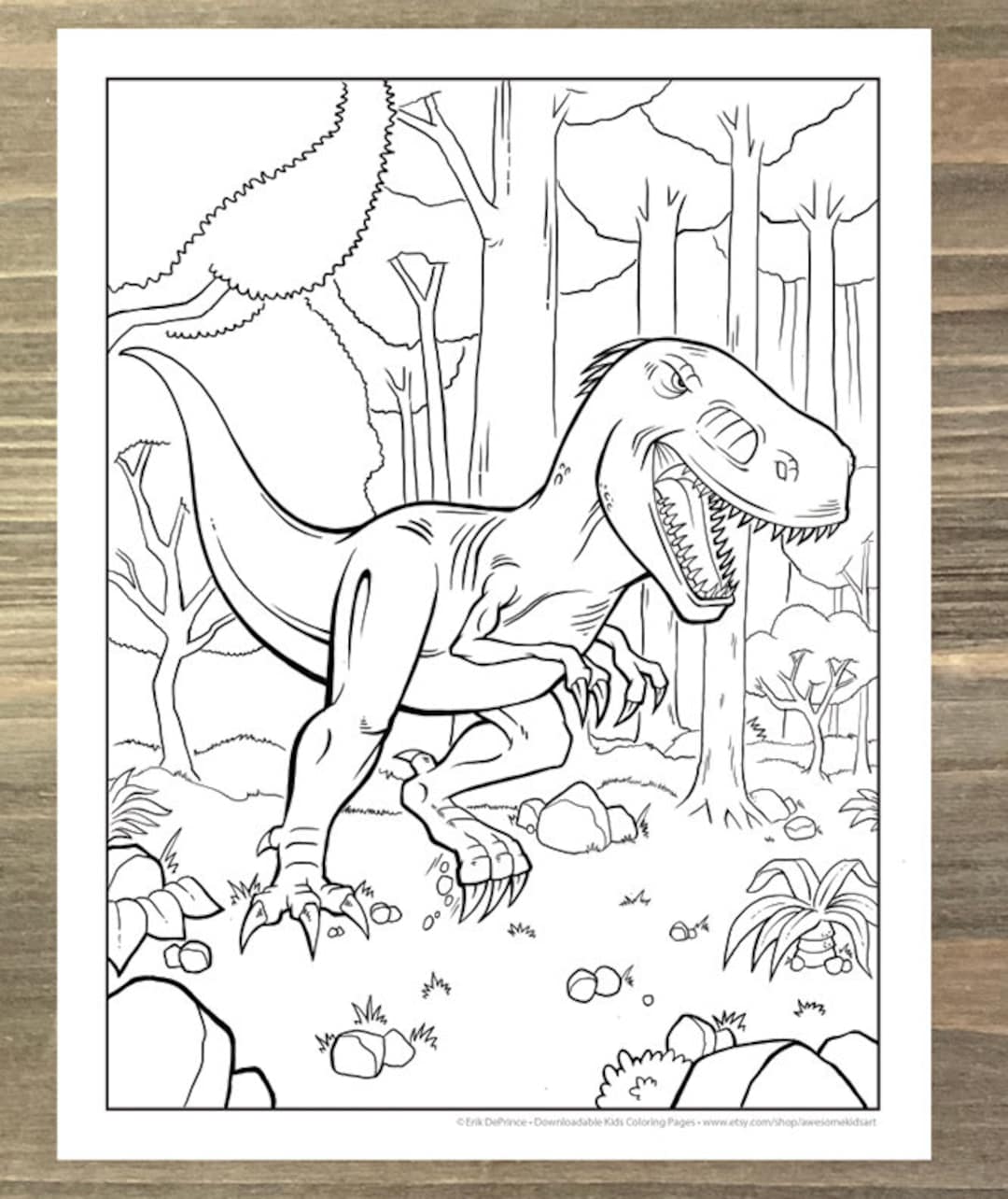20 Baby Dinosaur Fantasy Coloring Page Book, Adults kids- Instant Download  Grayscale Coloring Page, Printable PDF, T rex , raptor coloring - Payhip