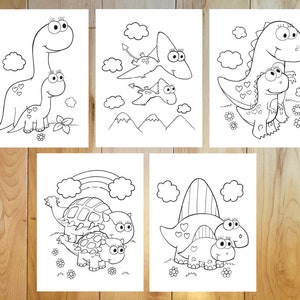 Super Cute Dinosaurs Coloring Page Set! Downloadable PDF file!