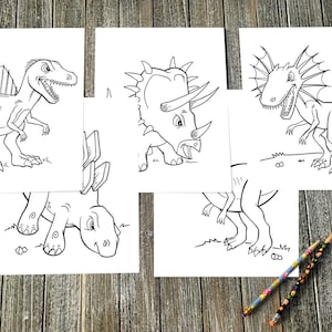 Tough Dinosaurs Coloring Page Set! Downloadable PDF file!