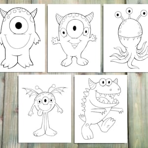 Cute Monster Coloring Page Set! Downloadable PDF files!