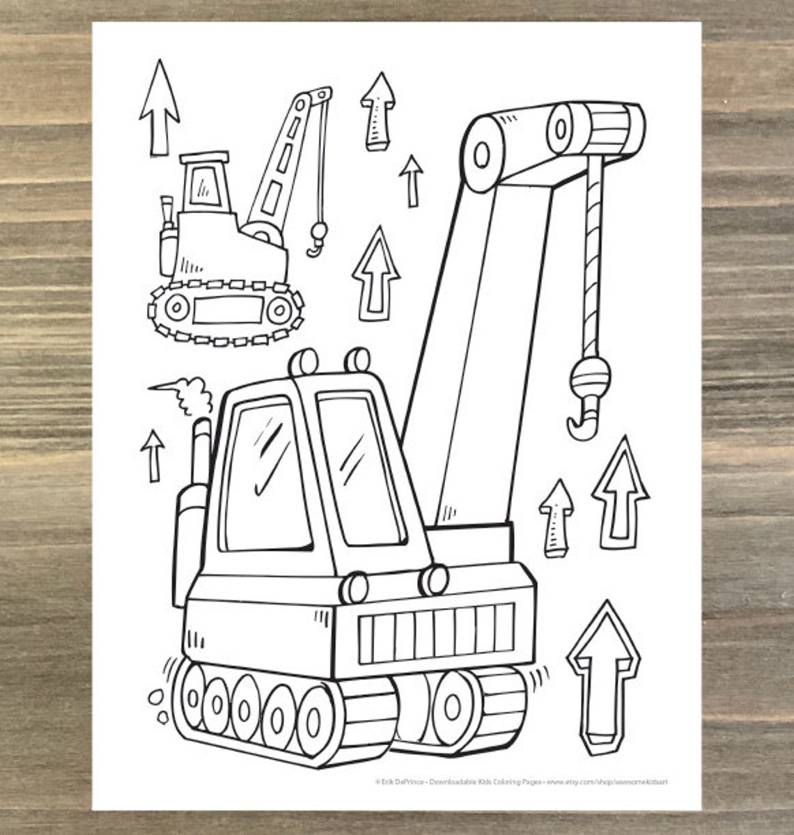 Big Construction Crane Coloring Page! Downloadable PDF File! - Etsy