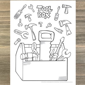 Big Construction Tool Box Coloring Page! Downloadable PDF file!