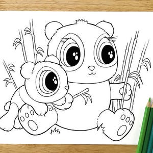 Schattige panda&#39;s kleurplaat! Downloadbaar PDF-bestand!