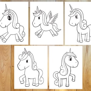 Cute Unicorns Coloring Page Set! Downloadable PDF files!