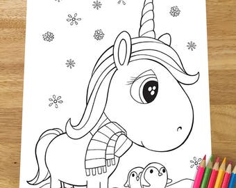 Christmas Unicorn Coloring Page! Downloadable PDF file!