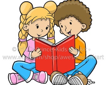 Clipart of a Children Reading Commercial Use Extended License!!!