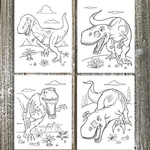 Tough Dinosaurs Tyrannosaurus Rex Coloring Page Set! Downloadable PDF file!