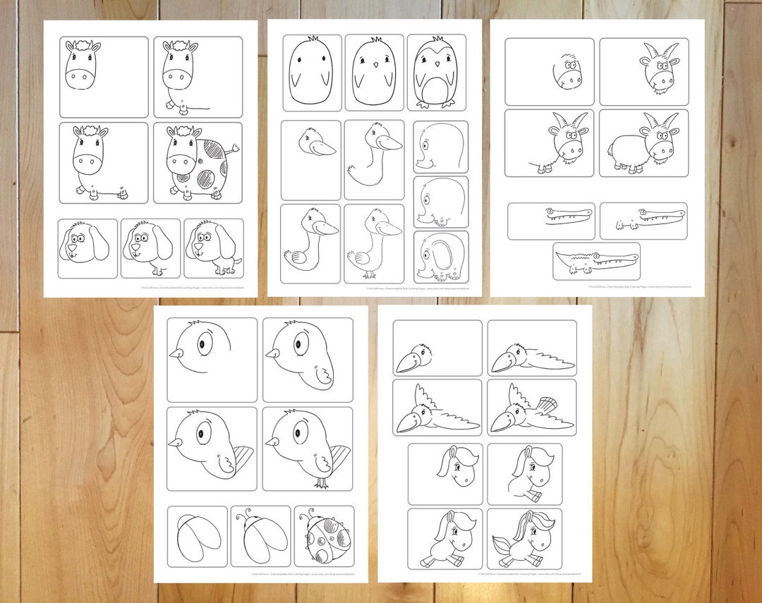 How to Draw Step by Step Cute Animals Page Set Downloadable Etsy
