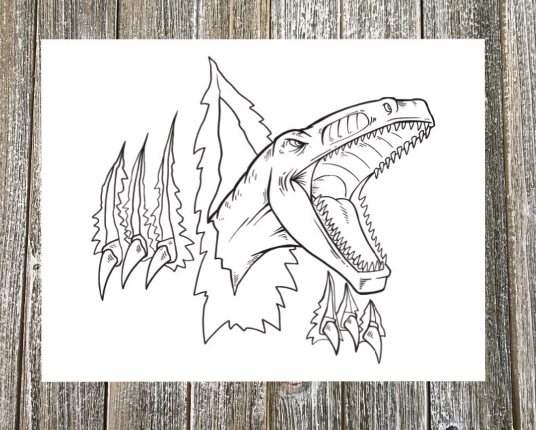 Velociraptor Coloring Page! Downloadable PDF File! - Etsy