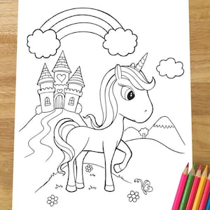 Cute Unicorn Coloring Page! Downloadable PDF file!
