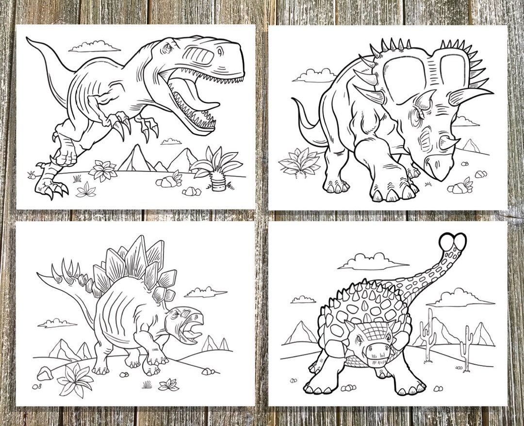 Tough Dinosaurs Coloring Page Set! Downloadable PDF File! - Etsy