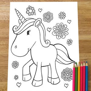 Cute Unicorn Coloring Page! Downloadable PDF file!