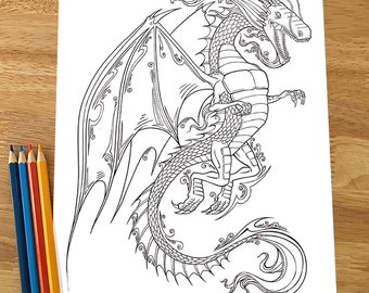 Dragon Coloring Page! Downloadable PDF file!