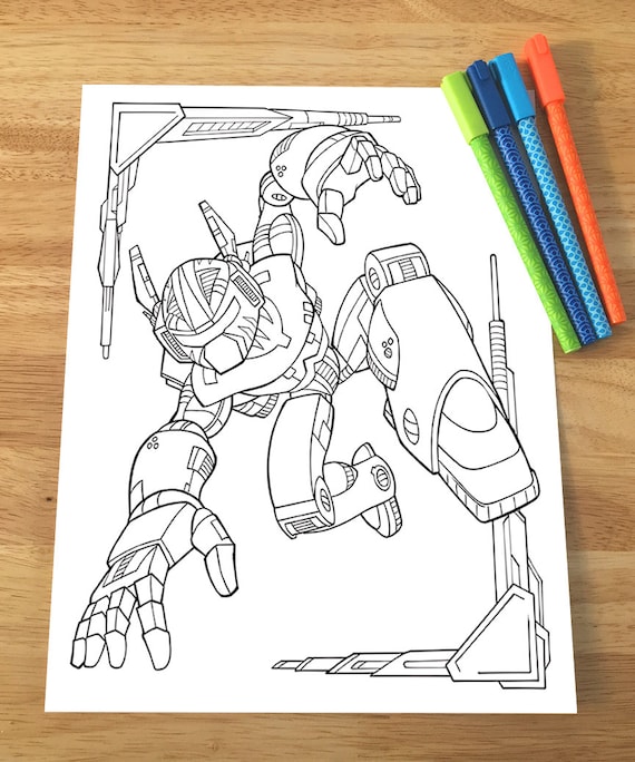Download Robot Coloring Page Downloadable Pdf File Etsy