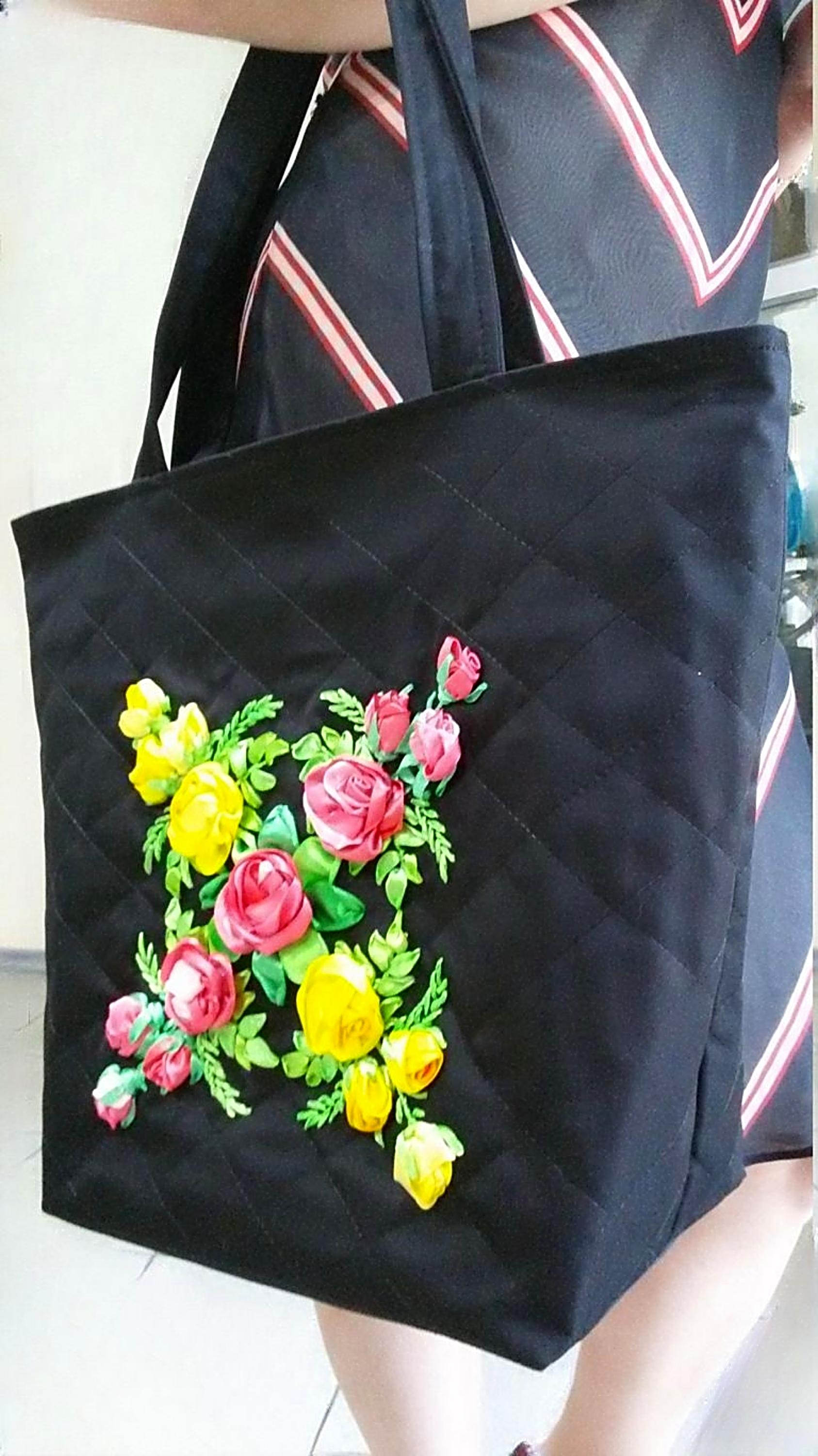 CANVAS BAG ROSES 01_BLACK