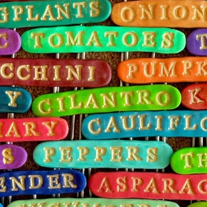 Garden markers // Handmade plant signs for herbs and vegetables // Stamped labels // Great gift for gardeners