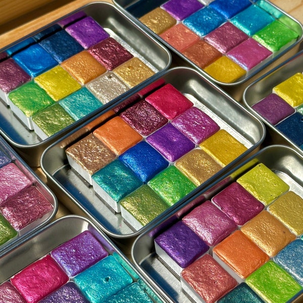 Handmade Shimmering Watercolors - Set of 12 - Sparkling Paint