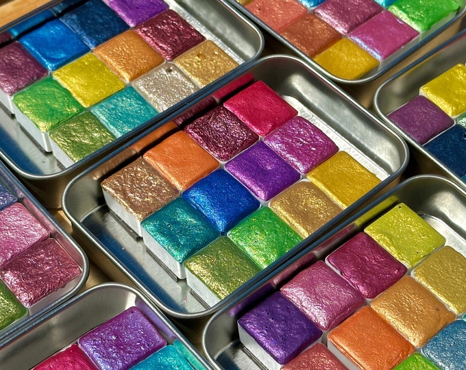 Handmade Shimmering Watercolors - Set of 12 - Sparkling Paint