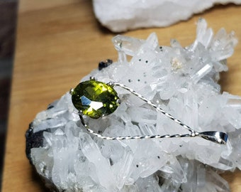 Pendentif peridot zirconium en argent