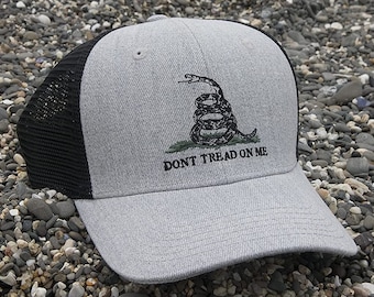 Don't Tread On Me Hat: Adjustable Snapback Trucker Baseball Snapback Cap with Embroidered Gadsden Flag