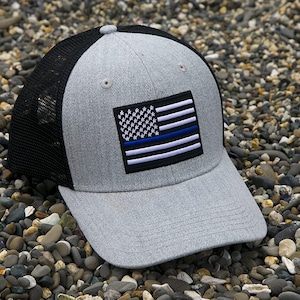 International Tie dünne blaue Linie Baseballmütze : verstellbare Trucker Snapback Hat mit einem gestickten Aufnäher