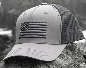 Black American Flag Hat: Adjustable Snapback Trucker Baseball Cap