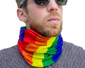 Rainbow Pride Flag Multifunctional Scarf, sunmask, Balaclava, Great Neck Gaiter Or Bandana