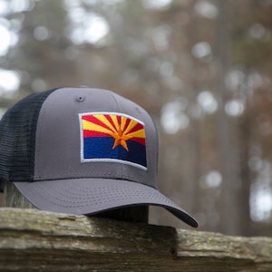 International Tie Arizona Black Flag Hat Adjustable Size Embroidered Patch