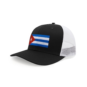 Cuba Hat - Adjustable Snapback Trucker Baseball Cap with Embroidered Flag Patch
