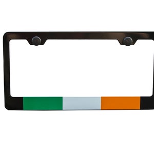 Ireland Irish Flag License Plate Frame Black High Grade 304 Stainless Steel by International Tie