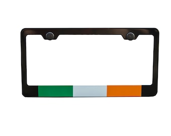 Ireland Irish Flag License Plate Frame Black High Grade 304 Stainless Steel by International Tie