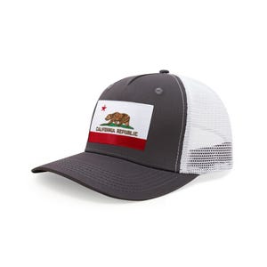 California Trucker Hat: Adjustable Snapback Baseball Cap with Embroidered Flag Patch
