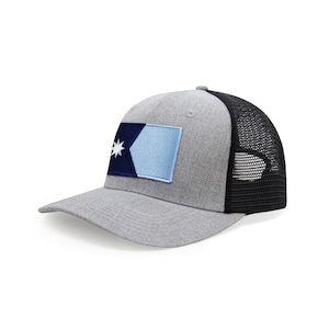 Minnesota Hat: Adjustable Snapback Trucker Baseball Cap with Embroidered Flag Patch