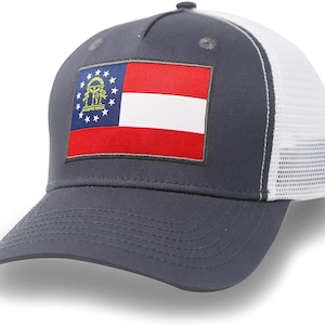 International Tie Georgia State Flag Baseball Hat Adjustable One Size Cap, Baseball, Snapback, Hat Mesh Back with an Embroidered Patch