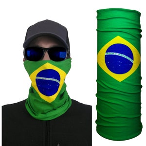 Brazil / Brazilian Flag Multifunctional Face Shield, Scarf, sunmask, Balaclava, Great Neck Gaiter Or Bandana