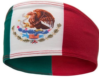 Diadema con la bandera de México para yoga, actividades al aire libre y deportes.