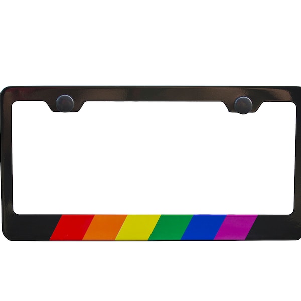 Arc-en-ciel Pride Flag License Plate Frame, Black High Grade 304 Stainless Steel par International Tie