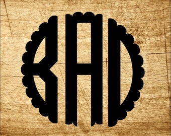 Scalloped circle Monogram Digital Art SVG PNG DXF font file silhouette studio cricut alphabet letters cutting files monogram