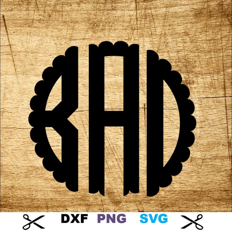 Download Scalloped circle Monogram Digital Art SVG PNG DXF font ...