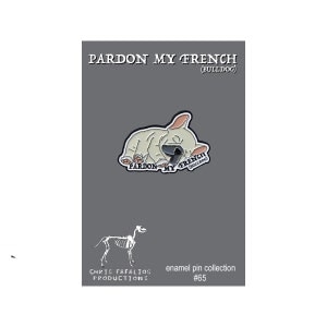 Pin de esmalte de bulldog francés: cachorro durmiendo - Regalo para amantes de los perros