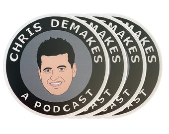 Chris DeMakes A Podcast vinyl sticker 4 pack - 3" circle vinyl stickers