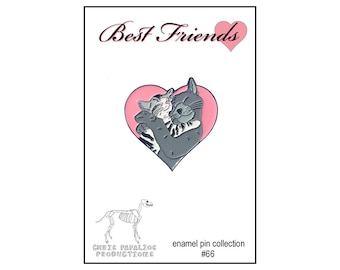 Best Friends cats hugging enamel pin - cat lover gift - gifts for her - best friend gift - valentines gift - cat gift - valentines day