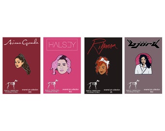 Women In Music enamel pin four pack - Ariana Grande - Halsey - Björk - Rihanna - best friend gift - gift for her - lapel pin - feminism