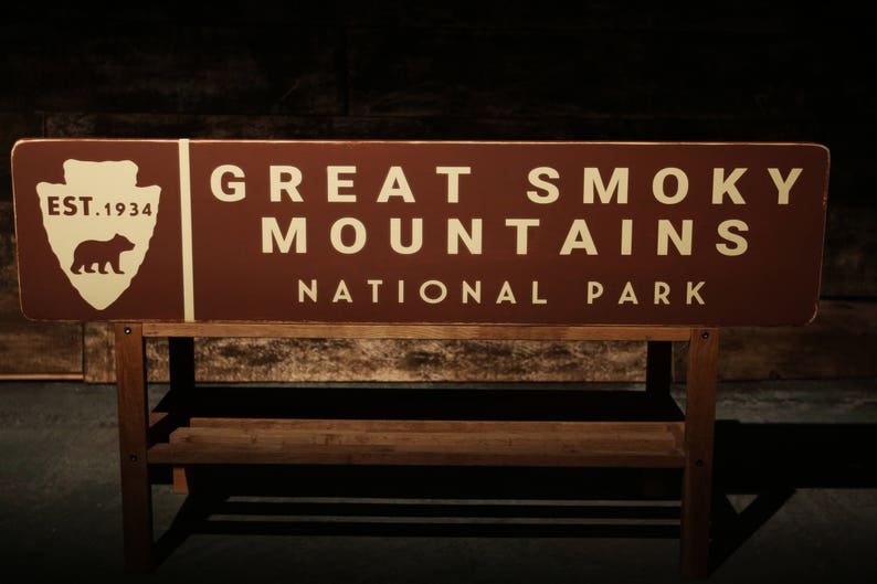 Great Smoky Mountains National Park Sign Rustic Wood Sign - Etsy