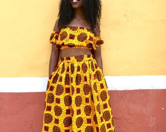 long maxi skirt with crop top